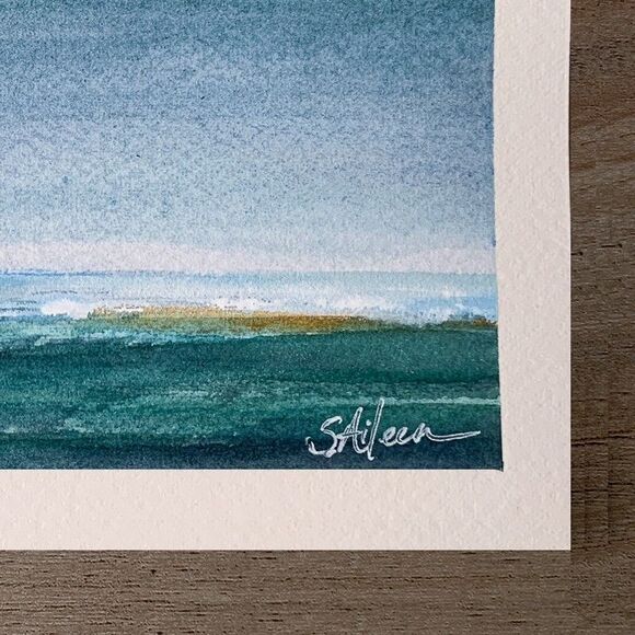 Original Watercolor Painting Semi-Abstract Seascape "Heavy Weather" Signed 5x7" - Picture 3 of 4